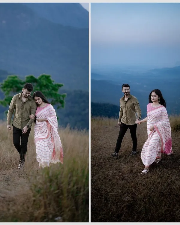 A pre-wedding shoot set against a stunning mountain landscape. We can travel to beautiful locations to create epic and romantic images that celebrate your relationship.