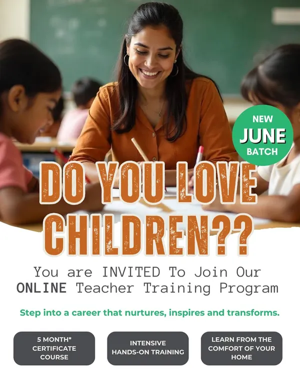 (Hero Item) We believe that a love for children is the first step toward becoming an extraordinary teacher. Our online teacher training program is designed to turn that passion into a profession, providing you with the skills to nurture, inspire, and transform young lives from the comfort of your home.