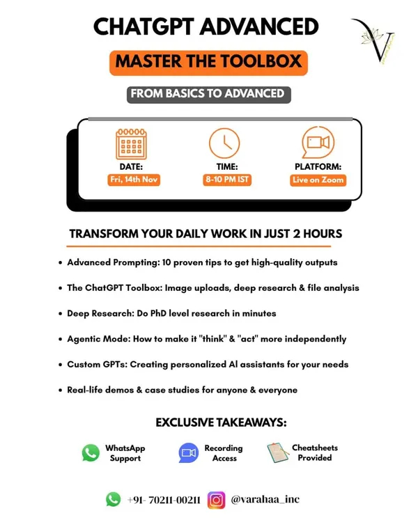 This advanced ChatGPT workshop is designed to turn you into a power user in just two hours. I cover everything from advanced prompting techniques and file analysis to creating your own custom GPTs for personalized tasks. This is how you make ChatGPT a truly intelligent assistant.