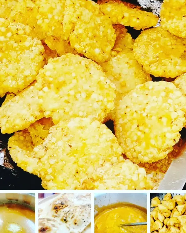 Our Navratri special menu is here to make your fasting days delicious. This collage shows some of our offerings, including crispy sabudana tikkis and flavourful vrat wale aloo.