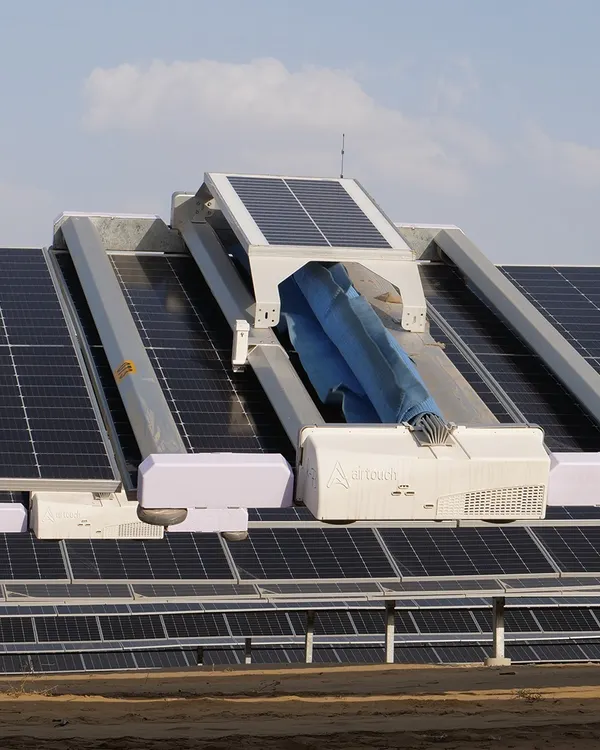 Our AI-powered robotic cleaning systems ensure that solar panels are free from dust and debris, maximizing energy absorption and output. This waterless technology is particularly effective in arid regions, conserving precious resources while boosting efficiency.
