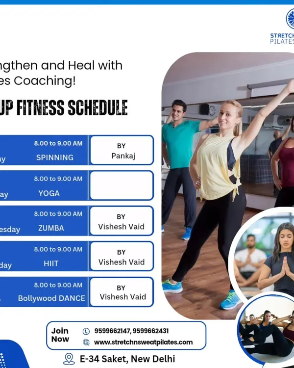 Our morning group fitness schedule. Start your day with Spinning, Yoga, Zumba, HIIT, or Bollywood Dance.