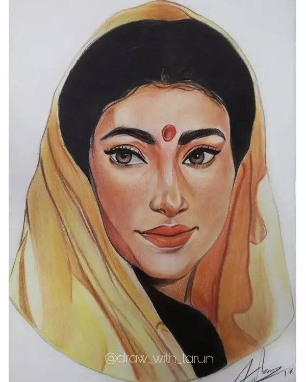 A portrait of Devi Sita, created with Maped color pencils on an ivory sheet. I used warm yellows and soft skin tones to convey a sense of grace and divinity.
