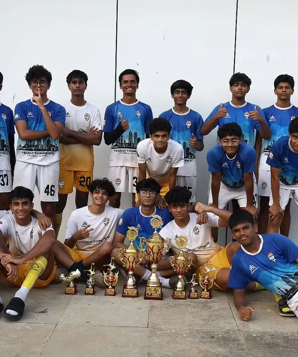 The Goa Squad with their impressive haul of trophies after a dominant performance at the national championship. This photo captures the result of months of hard work and team synergy.
