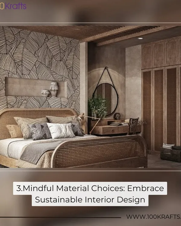 We believe in mindful material choices. This bedroom embraces sustainable design with natural textures like rattan and wood, creating a space that breathes.
