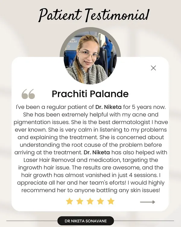 This review from a patient of five years highlights my core philosophy. We worked together on her acne, pigmentation, and ingrown hair issues from laser removal. Her feedback on my calm approach and focus on finding the root cause is exactly the experience I strive to provide for everyone.