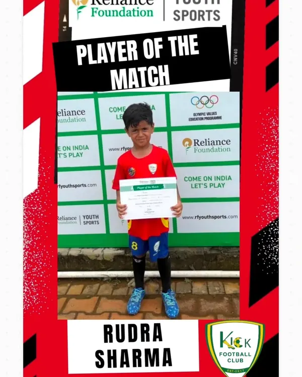 Congratulations to Rudra Sharma from our U-7 team for winning "Player of the Match" in the RFYL for his brilliant defending skills.