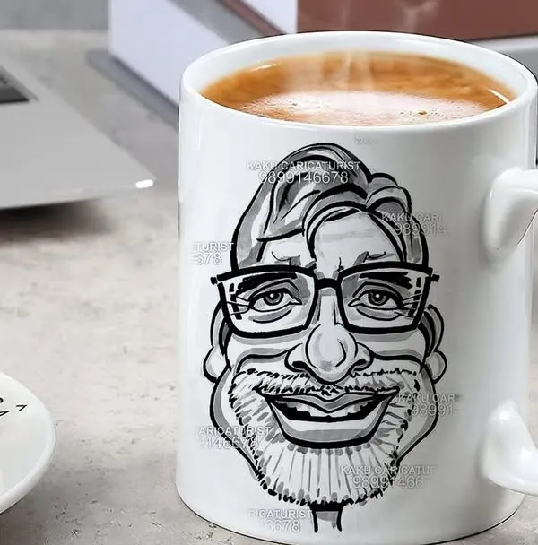 Your morning coffee gets a personal touch with a custom caricature mug. I can print my hand-drawn art onto high-quality ceramic mugs, creating a perfect and practical gift for corporate events, birthdays, or anniversaries. It's a great way to make a daily routine special.