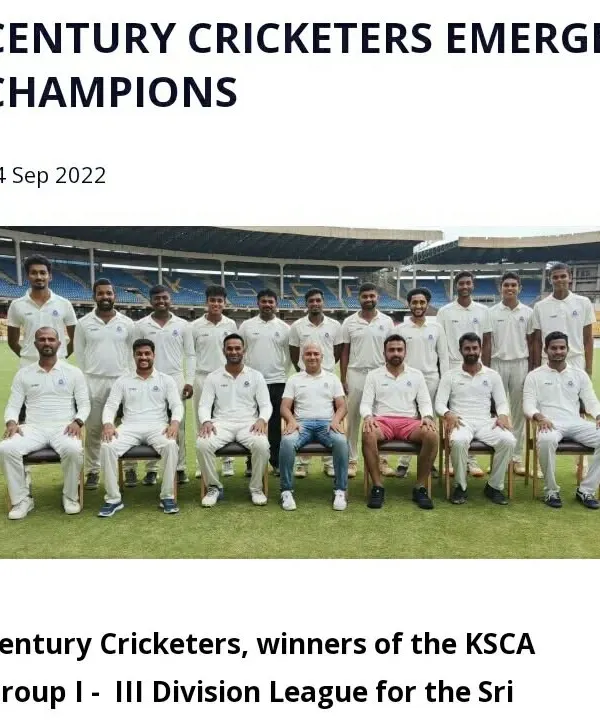 The result of hard work and strong fundamentals. This is the Century Cricketers team after winning the KSCA Group I - III Division League. I am proud to have coached these champions.
