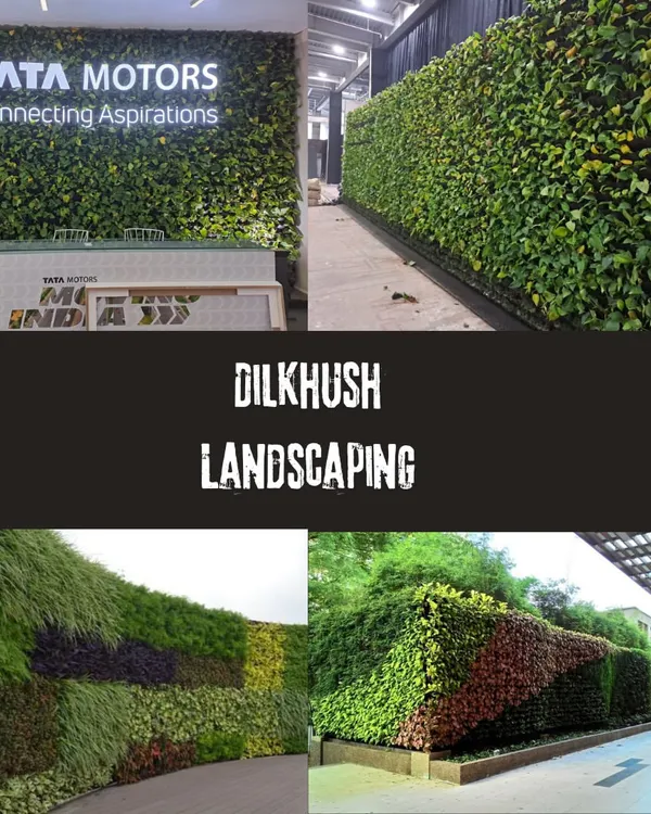 This collage showcases our expertise in creating large-scale artificial green walls for corporate clients. These maintenance-free installations provide year-round greenery and are an effective way to incorporate branding and biophilic design into commercial spaces.