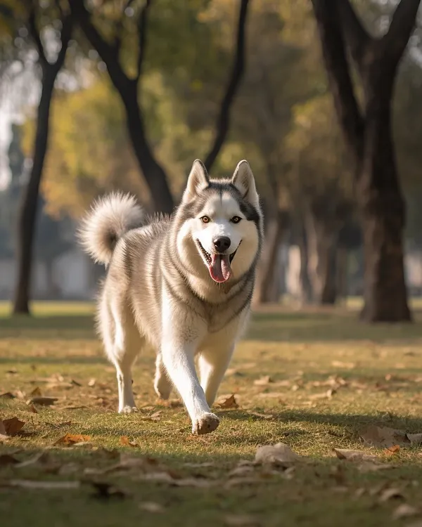 Nothing beats the feeling of running free. This Siberian Husky is enjoying a good run during one of our outdoor exercise sessions.