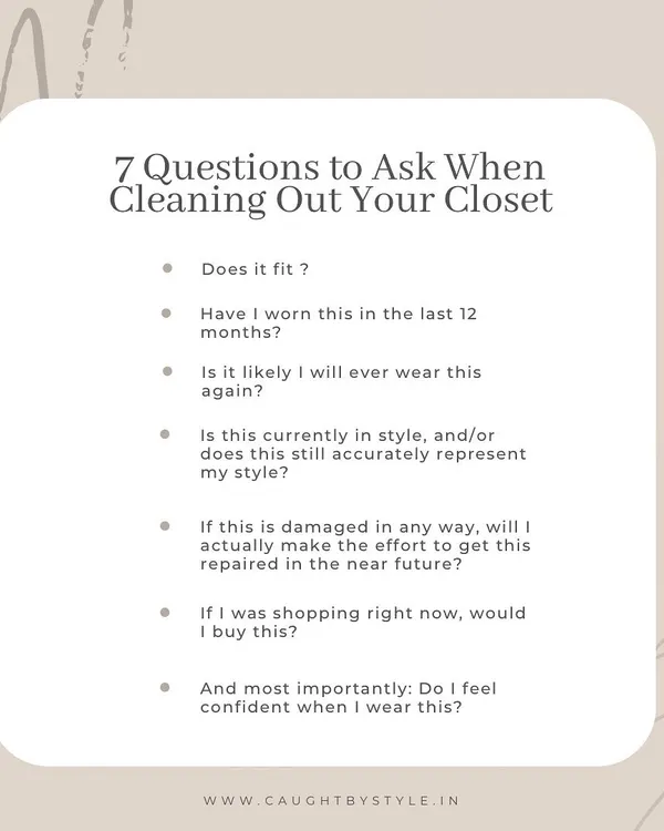 Cleaning out your closet can feel overwhelming. I use these seven questions to guide my clients through the process. If the answer to most of these is no, it's time to let that item go.