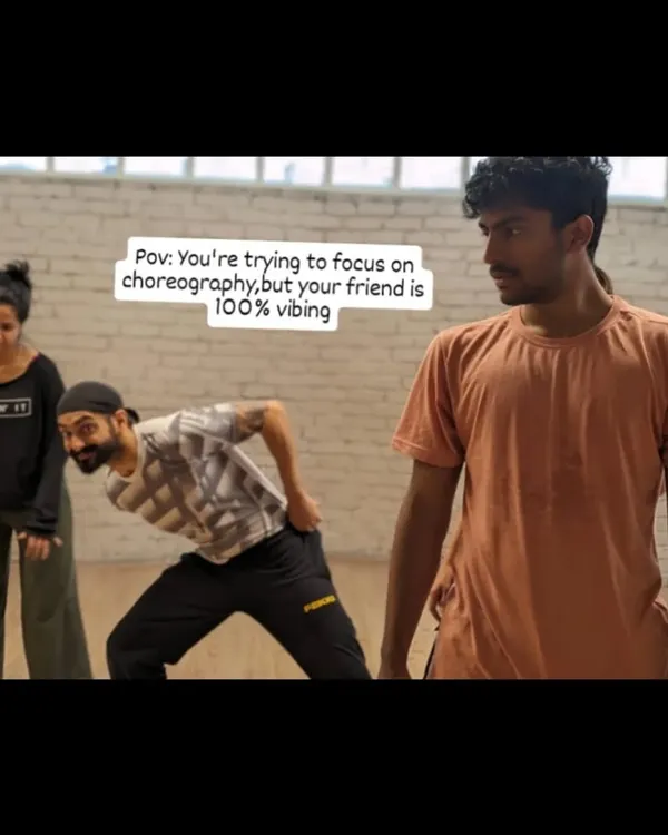 POV: You're trying to focus on choreography, but your friend is 100% vibing. We've all been there!
