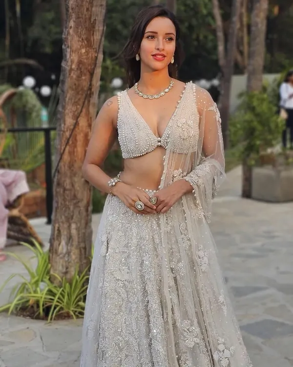 I styled Tripti Dimri in this breathtaking all-white embroidered lehenga by Seema Gujral. The delicate craftsmanship and modern bralette-style blouse make it a perfect example of contemporary Indian couture.