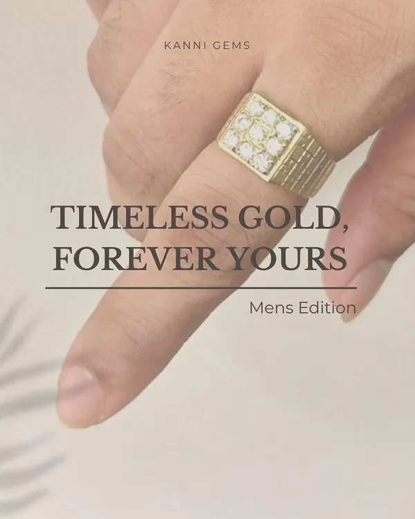 This solid gold ring, set with a grid of brilliant-cut diamonds, is designed with a substantial weight and presence. It’s a piece that feels as good as it looks, crafted for the man who values enduring style and quality.