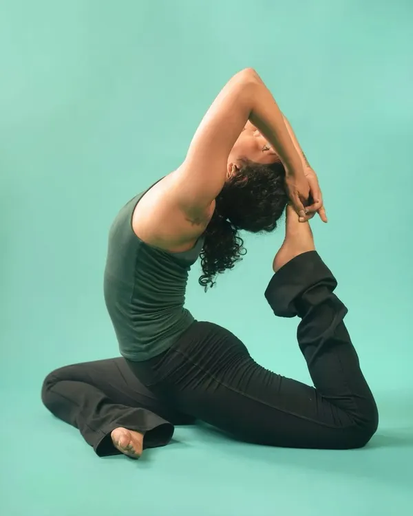 Taking a moment to open my heart in Eka Pada Rajakapotasana, or One-Legged King Pigeon Pose. This deep backbend is a beautiful expression of flexibility and grace.