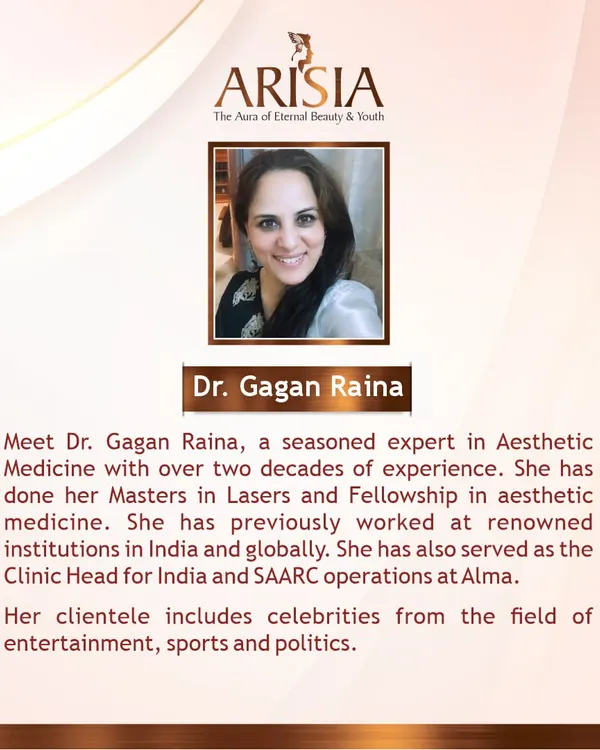 A little about me, Dr. Gagan Raina. With over two decades of experience in Aesthetic Medicine and a Masters in Lasers, my passion is to combine science and art to help you achieve your best skin.