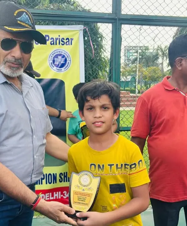 Celebrating Garvit Gupta, who secured the second position in the Under-8 category at the DDA Tennis Tournament 2024. Here he is receiving his well-deserved award.
