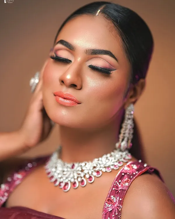 A close-up of a glamorous look on a beautiful dusky skin tone. You will learn color theory and techniques to make every skin tone glow.