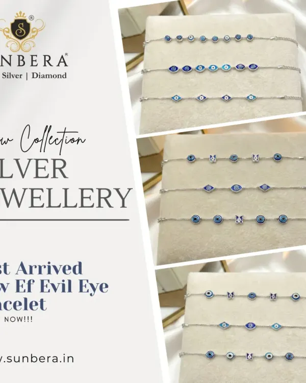 Our new collection of 925 silver evil eye bracelets is a top seller. This graphic shows the variety of designs available, all featuring high-quality silver and an adjustable chain for a perfect fit.