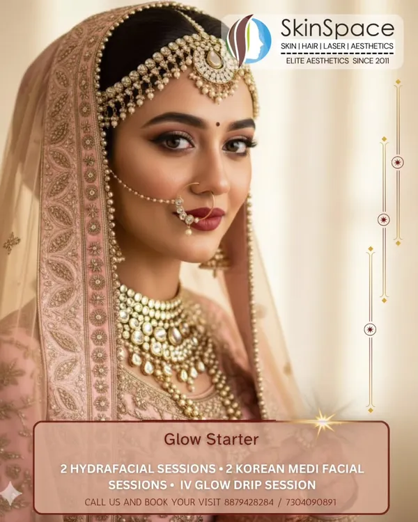 Our Bridal Glow Starter package is the perfect foundation for clear, even-toned, and camera-ready skin. It includes two Hydrafacial sessions, two Korean Medi-Facial sessions, and one IV Glow Drip session to ensure you are radiant from the inside out.