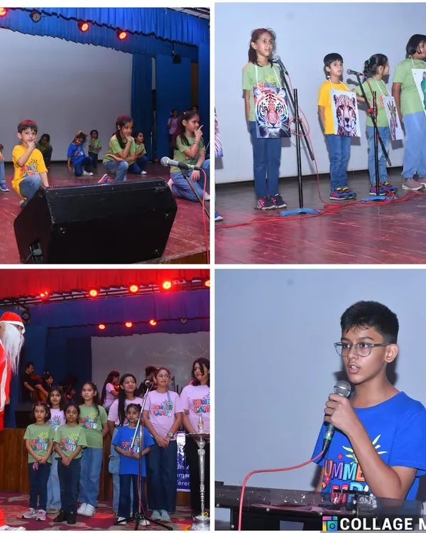 A collage capturing the diverse talents on display at our Annual Day. From a powerful talk show on environmental awareness to a festive visit from Santa, the stage was alive with student performances and community spirit.