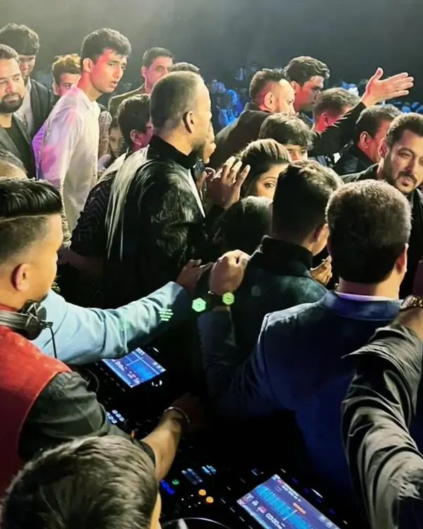 A candid moment from Salman Khan's birthday party. Being the DJ for such an event means keeping the energy high for a crowd of well-known faces.
