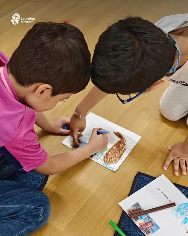 Collaboration is a skill learned through practice. In our small group sessions, children learn to share materials, listen to each other's ideas, and work together, building a foundation for communication and friendship.