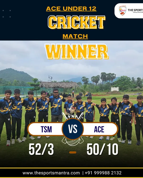 We believe in testing our players in competitive environments from a young age. Here is our Under-12 team celebrating their victory at the ACE Cricket Match in Visakhapatnam, a testament to their hard work and our focus on building a winning mindset.