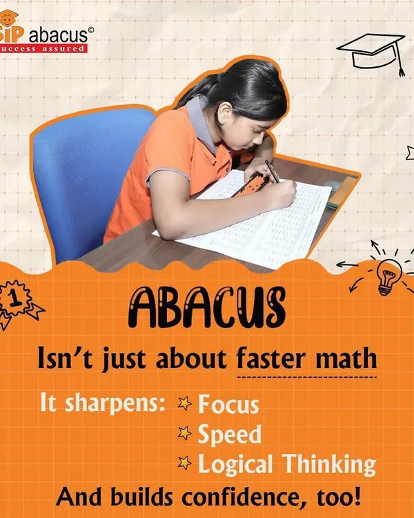 Abacus training is not just about getting faster at math. As this graphic shows, it sharpens essential life skills like focus, speed, and logical thinking, which builds a child's overall confidence.
