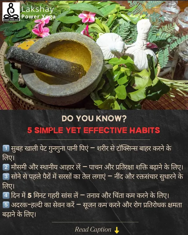 Here are 5 simple yet effective Ayurvedic habits for daily health, from drinking warm water in the morning to a 5-minute deep breathing practice. Ayurveda teaches that a correct daily routine leads to a long and healthy life.