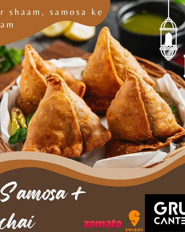 A basket of our freshly fried samosas, golden and crispy. Each one is filled with a savory spiced potato and pea mixture, making it the ultimate Indian snack.