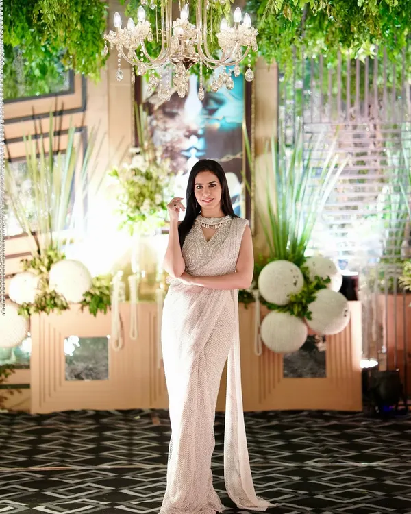 Dressed in an elegant saree for a 50th golden anniversary celebration in Siliguri. It was a magical night honouring five decades of love.