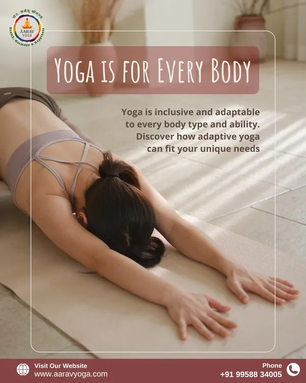 "Yoga is for Every Body." This image of a gentle child's pose reinforces our core belief that yoga is inclusive and adaptable to every body type and ability.