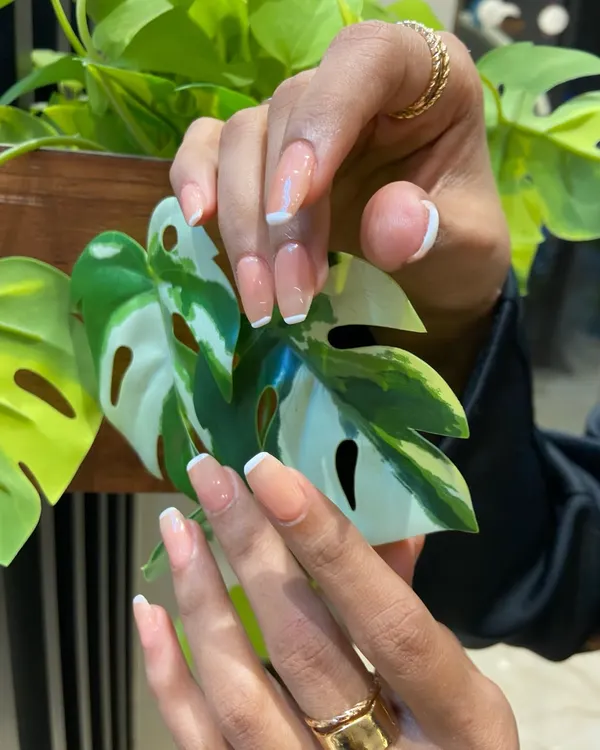 The perfect example of a classic French tip on beautifully shaped gel extensions. This look is my go-to for zero drama, just pure, simple elegance.