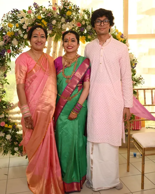 A beautiful family portrait. I had the pleasure of dressing three generations for this event, coordinating the colors and styles, from the elegant sarees to the classic kurta.