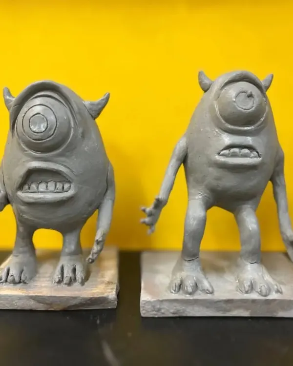 Double the trouble, double the fun. Our sculpting students Hena and Raheel each created their own version of the lovable monster, Mike Wazowski, showcasing their individual artistic styles while learning character sculpting.
