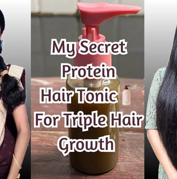 My secret protein hair tonic that I use for triple hair growth. A healthy diet and targeted nutrition are key.