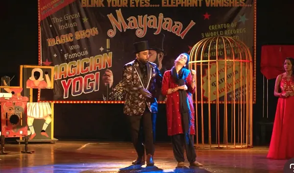 On the set of the web series 'Loot Kaand'. Here I am performing a levitation illusion with one of the actors. It was a great experience to design magic for the camera.