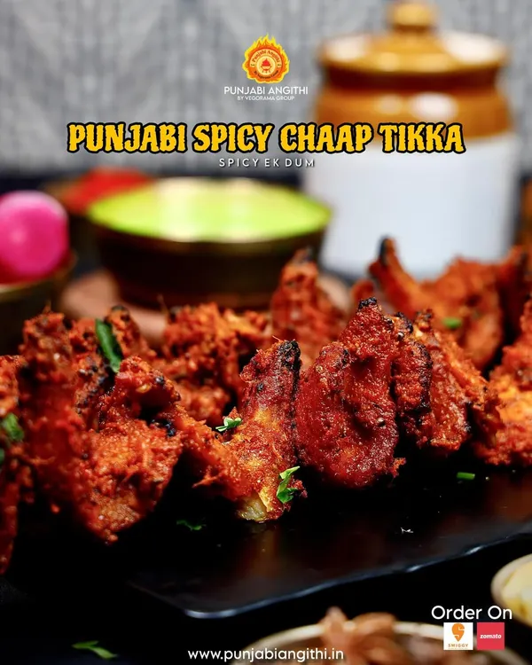 For those who like it hot, my Punjabi Spicy Chaap Tikka is a must-try. It's fiery, flavorful, and grilled to perfection for that perfect char.