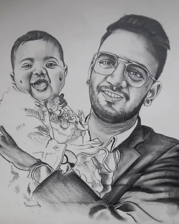 The bond between a father and his child is special, and I aimed to capture that here in this A3 size graphite sketch. These kinds of portraits are about preserving a feeling, not just an image.