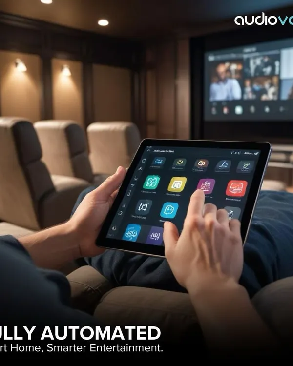 All elements of your home cinema, from lighting and sound to the projector and curtains, are unified into a single, intuitive control system accessible from a tablet, keypad, or your voice.