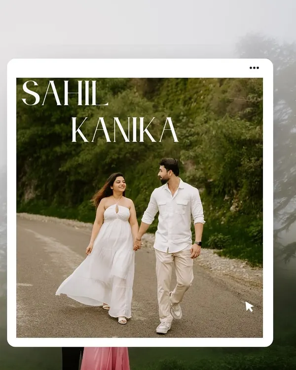 A couple enjoys a serene walk along a quiet mountain road in Uttarakhand. This natural, candid style is perfect for couples who love the peace of the hills.