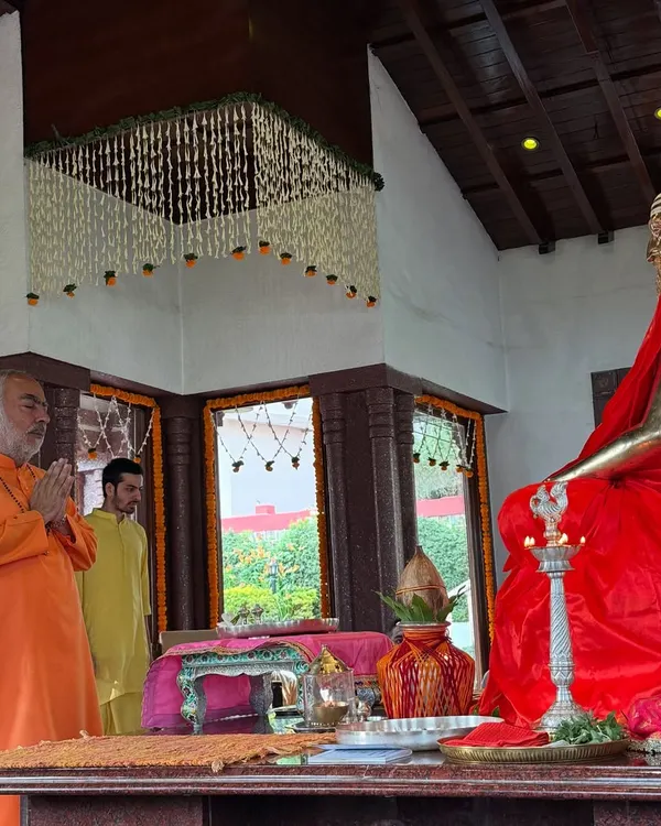 A moment of deep reverence during a program in the Himalayas. Being in the presence of masters and participating in sacred rituals is a humbling experience that deepens my connection to the source.
