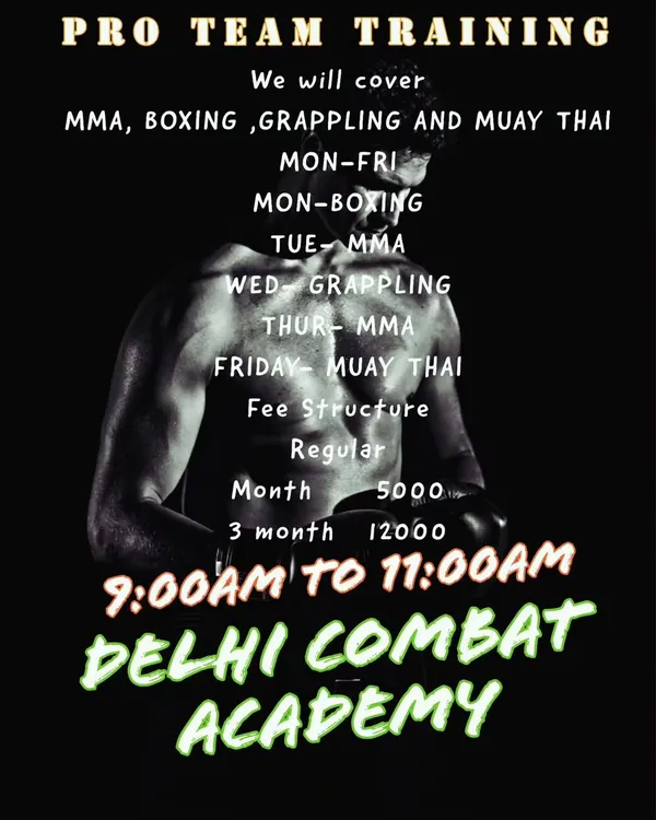 Our Pro Team Training schedule and fee structure. This batch is for those who are serious about taking their MMA, Boxing, Grappling, and Muay Thai skills to the next level.