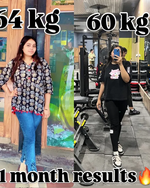 Just one month of consistent effort made this 4 kg weight loss possible. This before and after photo shows how quickly you can start seeing results with a targeted fitness and diet plan.