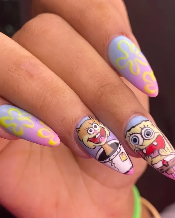 In my certification course, I teach the precision and fine-line brushwork required to bring any character to life. This hand-painted Spongebob and Sandy design is a perfect example of the detailed cartoon art skills you will develop.