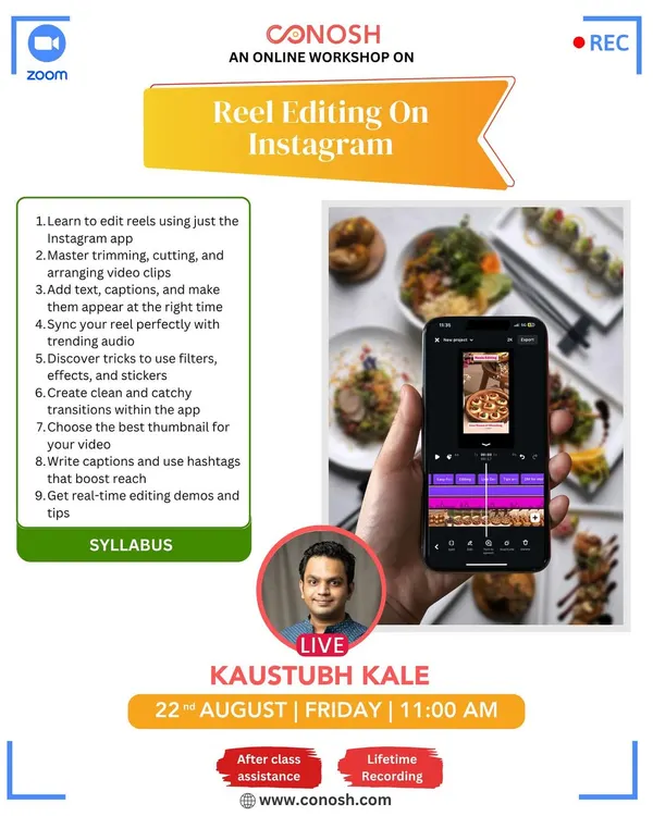 My Reel Editing on Instagram workshop teaches you how to master trimming, cutting, and arranging video clips using just the app. Learn to sync with trending audio and create clean transitions.