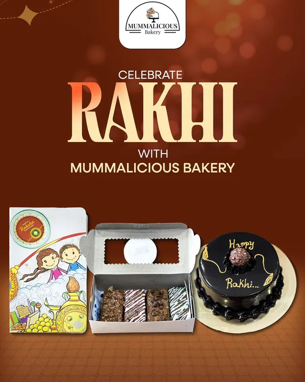 Celebrate Rakhi with a gift of sweetness. This image showcases my special Rakhi hamper, featuring a decadent chocolate truffle cake and an assorted brownie box, perfect for the brother-sister bond.