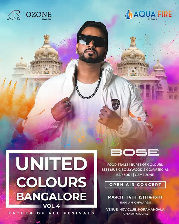 Get ready for the biggest Holi festival in Bangalore. I'll be playing live at United Colours of Bangalore, bringing the beats to the festival of colors.